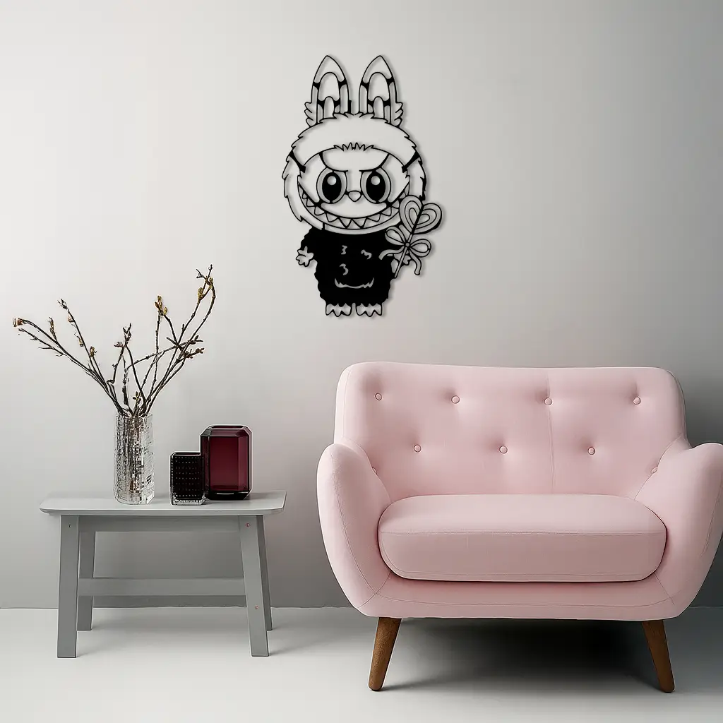 Labubu Silhouette Metal Wall Art – Cute Monster Design - KAFGP050 by Enova Art