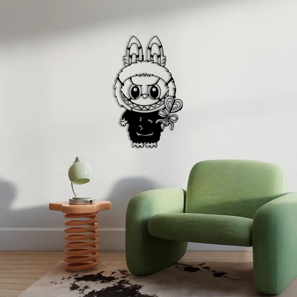 Labubu Silhouette Metal Wall Art – Cute Monster Design - KAFGP050 by Enova Art