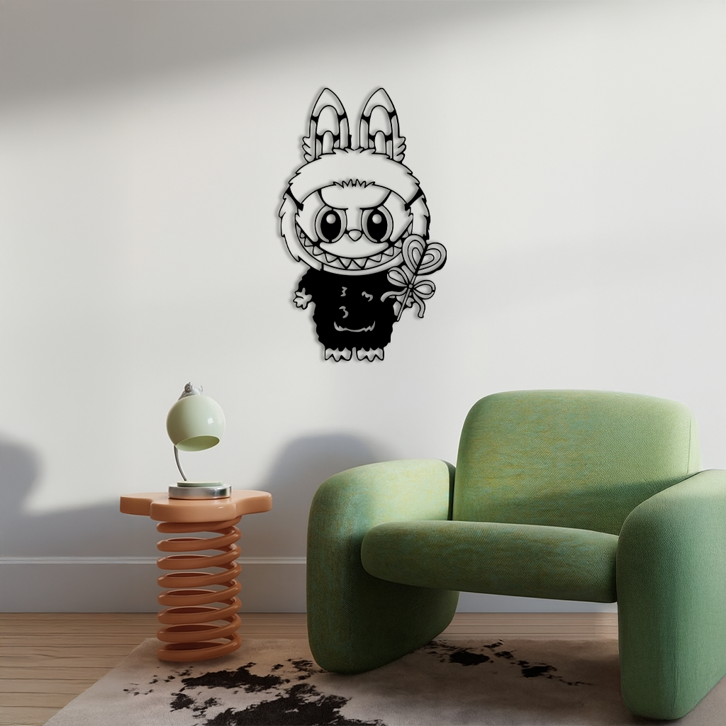 Labubu Silhouette Metal Wall Art – Cute Monster Design - KAFGP050 by Enova Art