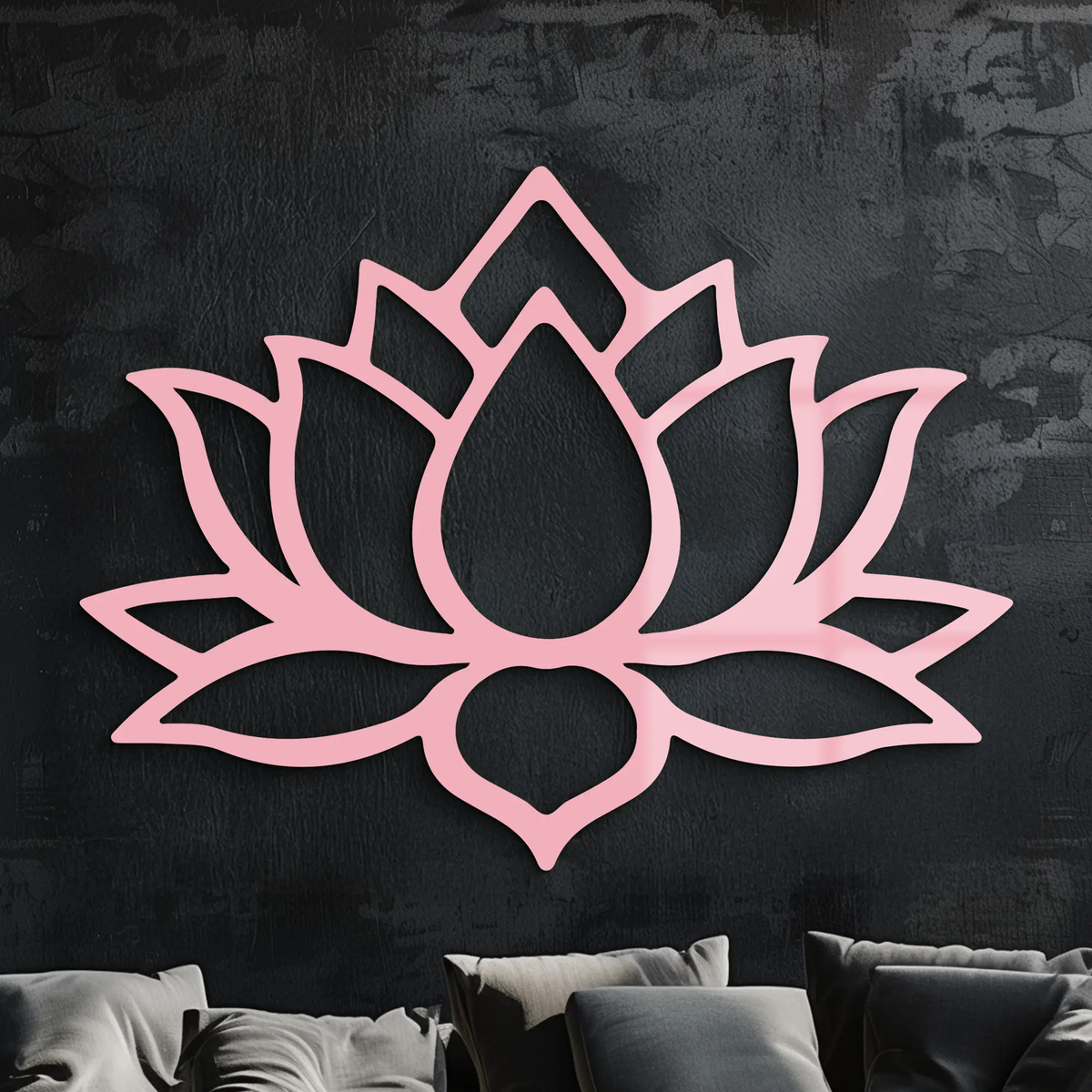 Lotus Flower Silhouette Metal Wall Art – Spiritual Nature-Inspired Design - KAFGP052 by Enova Art