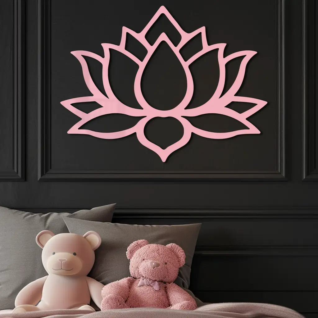Lotus Flower Silhouette Metal Wall Art – Spiritual Nature-Inspired Design - KAFGP052 by Enova Art