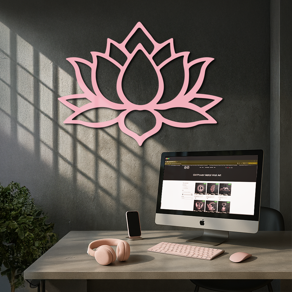 Lotus Flower Silhouette Metal Wall Art – Spiritual Nature-Inspired Design - KAFGP052 by Enova Art