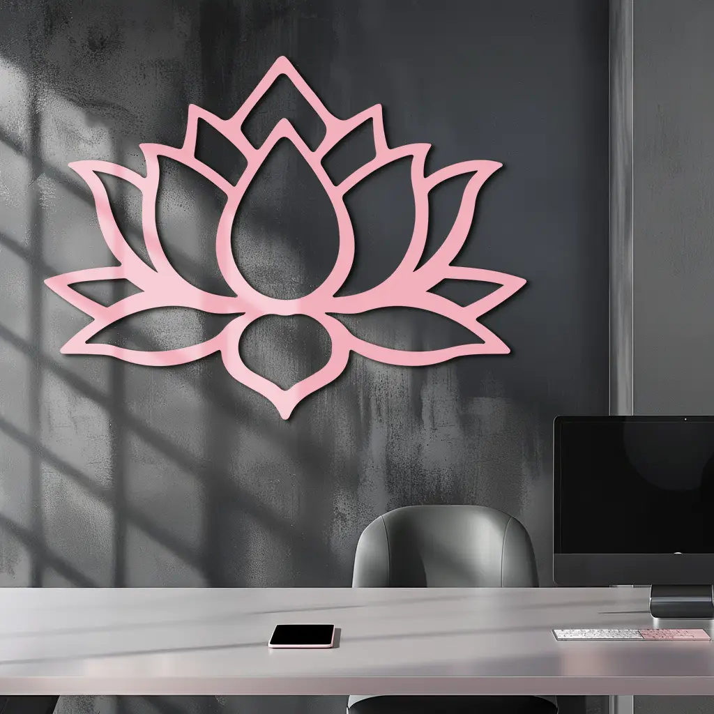 Lotus Flower Silhouette Metal Wall Art – Spiritual Nature-Inspired Design - KAFGP052 by Enova Art