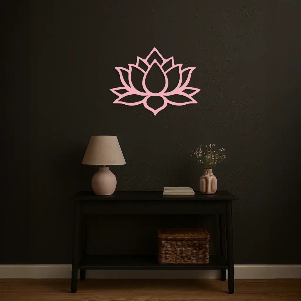 Lotus Flower Silhouette Metal Wall Art – Spiritual Nature-Inspired Design - KAFGP052 by Enova Art