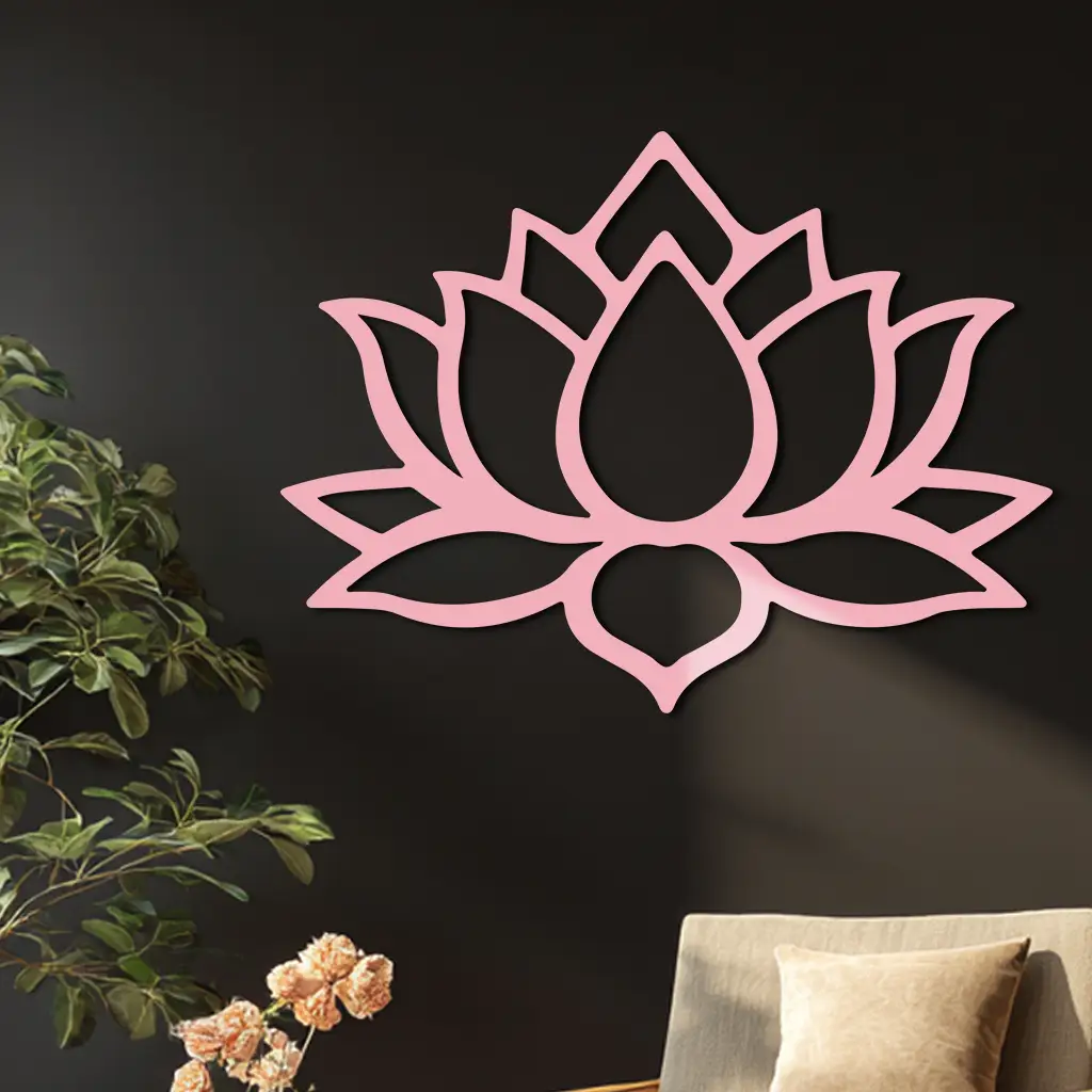 Lotus Flower Silhouette Metal Wall Art – Spiritual Nature-Inspired Design - KAFGP052 by Enova Art