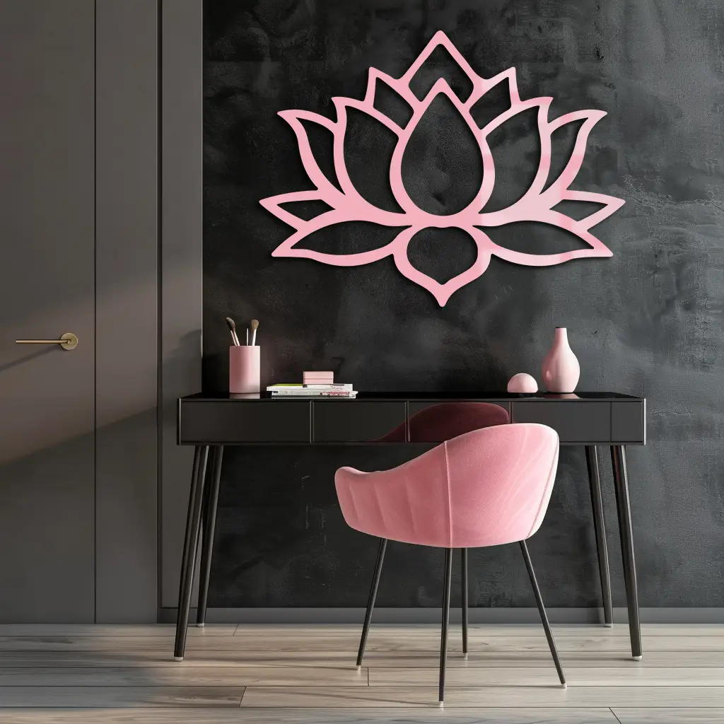 Lotus Flower Silhouette Metal Wall Art – Spiritual Nature-Inspired Design - KAFGP052 by Enova Art