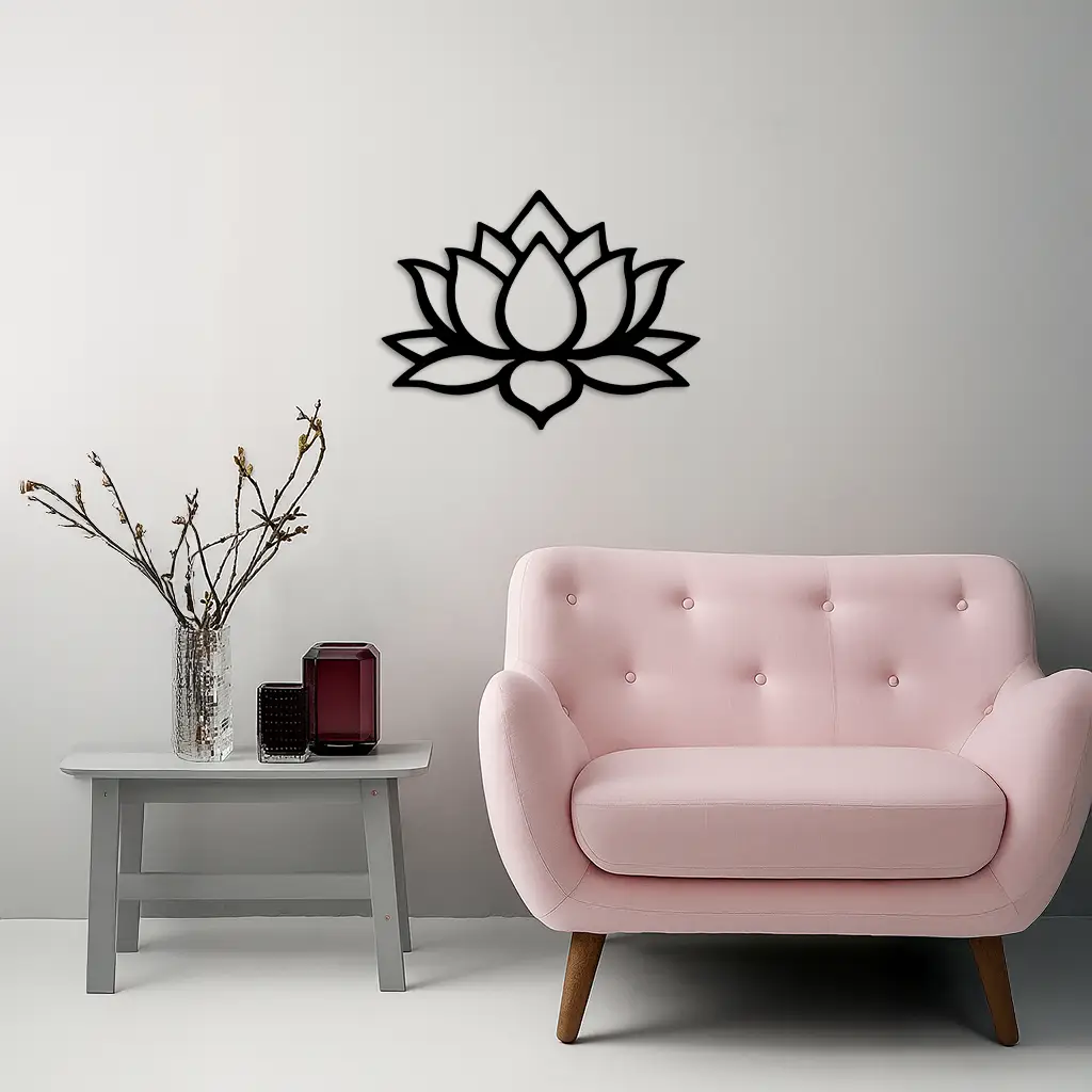 Lotus Flower Silhouette Metal Wall Art – Spiritual Nature-Inspired Design - KAFGP052 by Enova Art