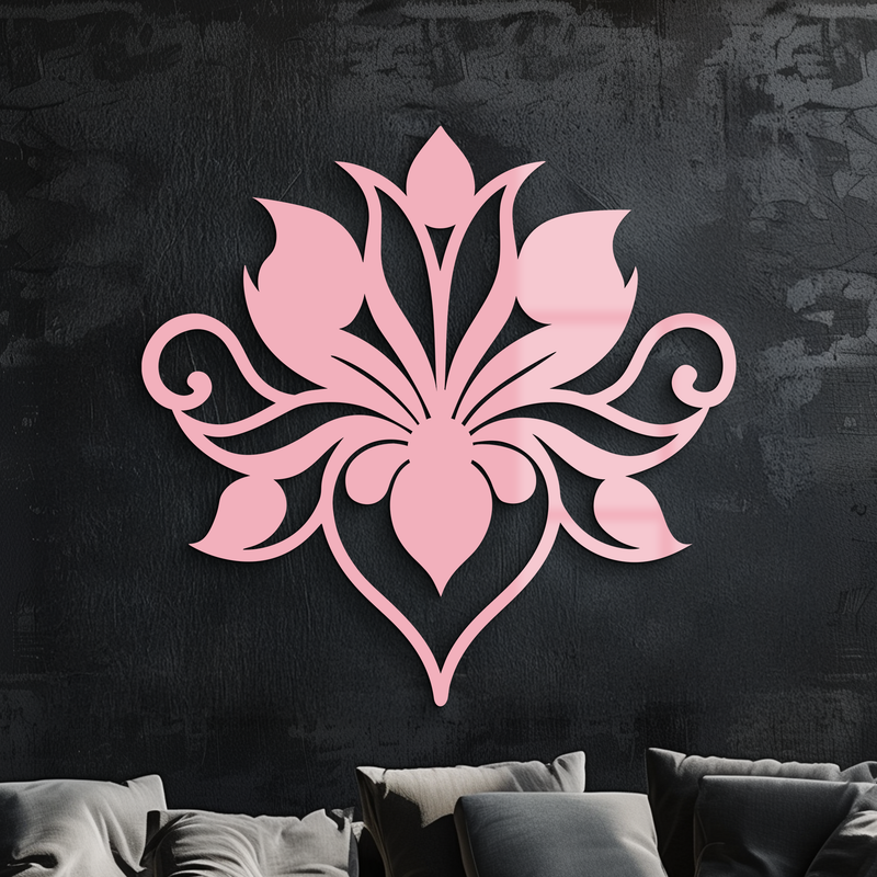Ornamental Lotus Silhouette Metal Wall Art – Elegant Floral Decor - KAFGP053 by Enova Art