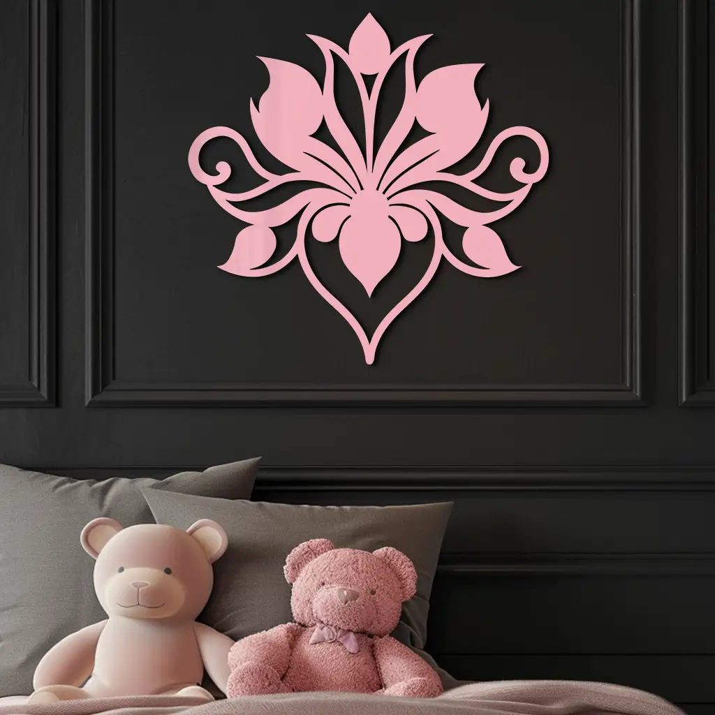 Ornamental Lotus Silhouette Metal Wall Art – Elegant Floral Decor - KAFGP053 by Enova Art