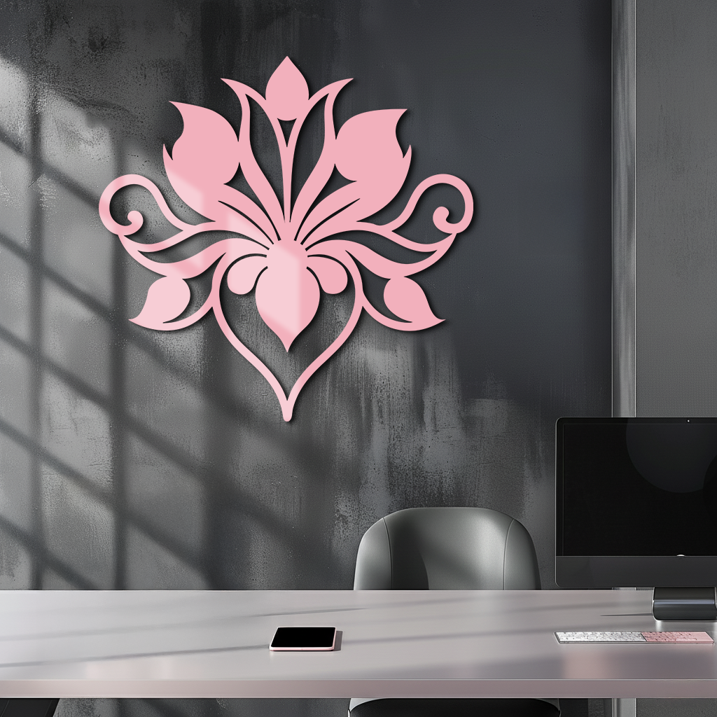 Ornamental Lotus Silhouette Metal Wall Art – Elegant Floral Decor - KAFGP053 by Enova Art