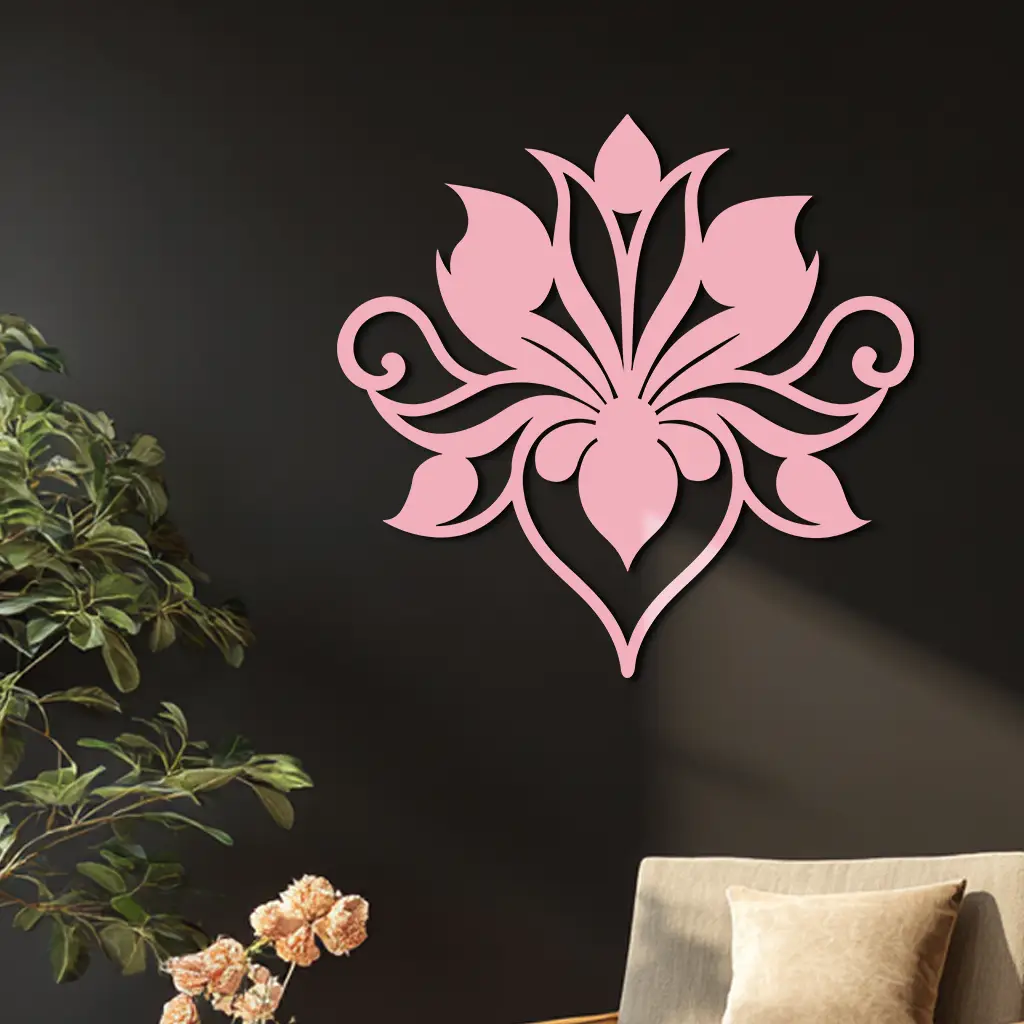Ornamental Lotus Silhouette Metal Wall Art – Elegant Floral Decor - KAFGP053 by Enova Art