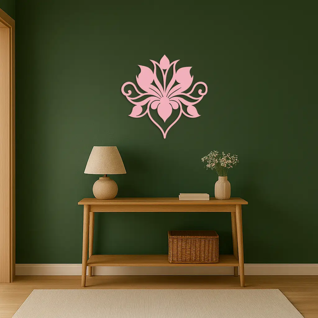 Ornamental Lotus Silhouette Metal Wall Art – Elegant Floral Decor - KAFGP053 by Enova Art
