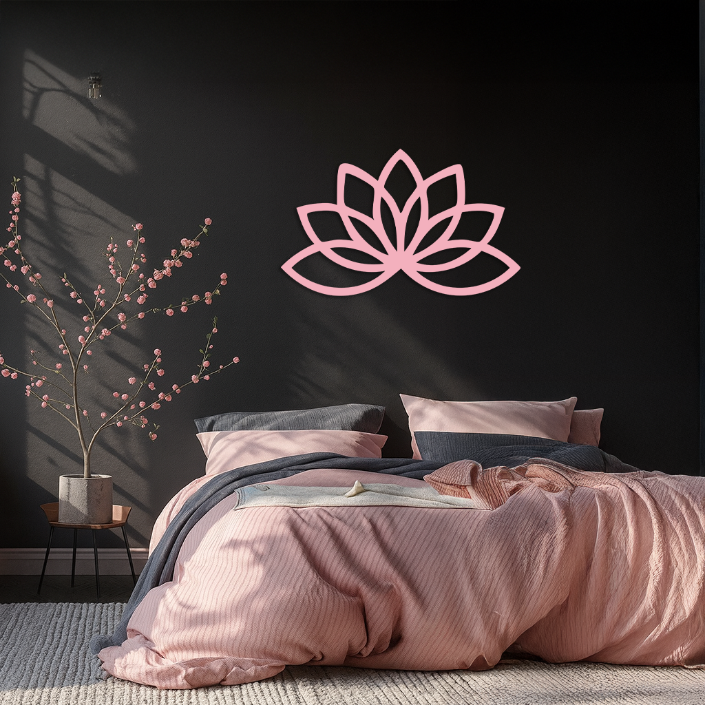 Minimal Lotus Silhouette Metal Wall Art – Elegant Flower Design - KAFGP054 by Enova Art