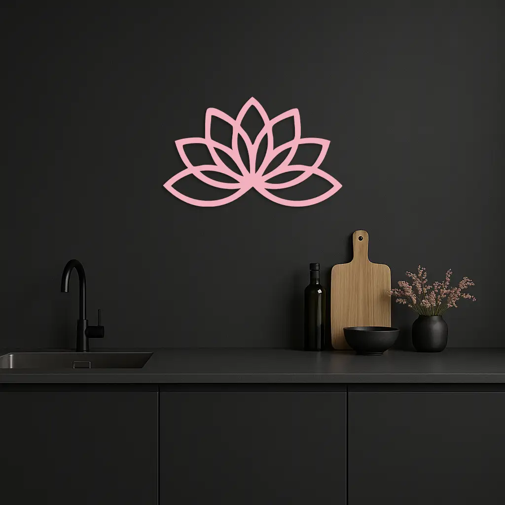 Minimal Lotus Silhouette Metal Wall Art – Elegant Flower Design - KAFGP054 by Enova Art