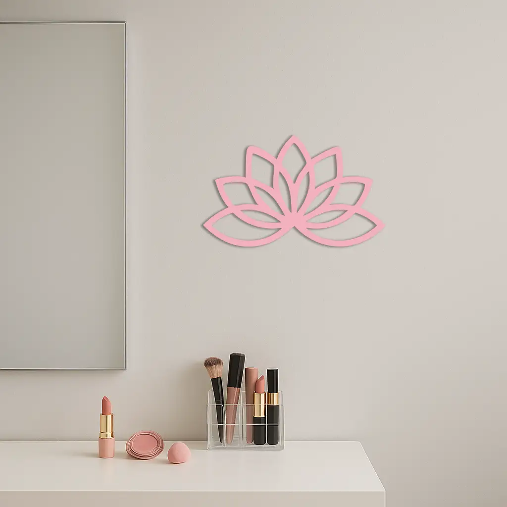 Minimal Lotus Silhouette Metal Wall Art – Elegant Flower Design - KAFGP054 by Enova Art