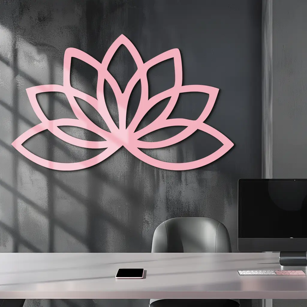Minimal Lotus Silhouette Metal Wall Art – Elegant Flower Design - KAFGP054 by Enova Art