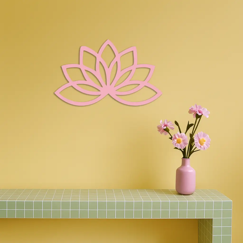 Minimal Lotus Silhouette Metal Wall Art – Elegant Flower Design - KAFGP054 by Enova Art