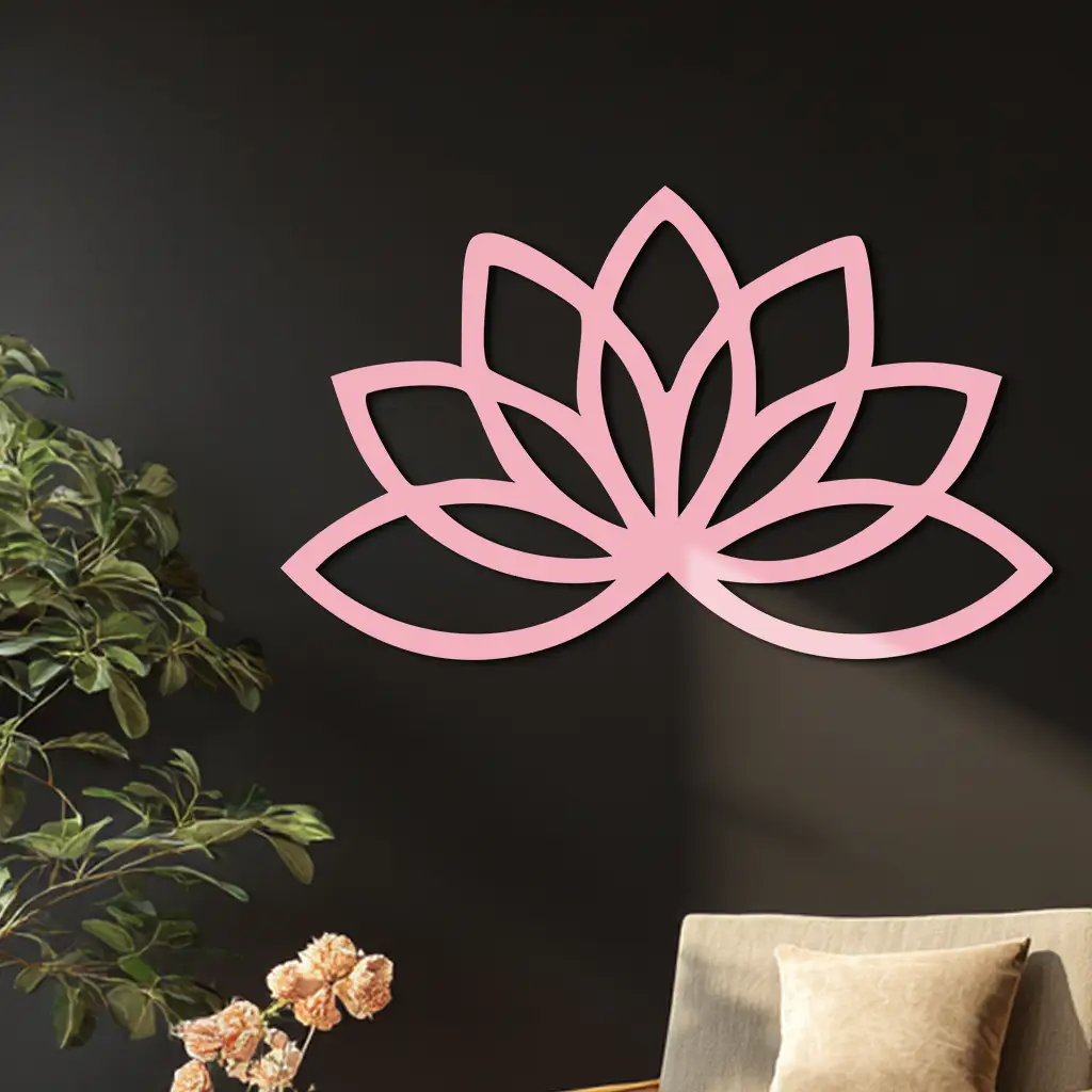 Minimal Lotus Silhouette Metal Wall Art – Elegant Flower Design - KAFGP054 by Enova Art