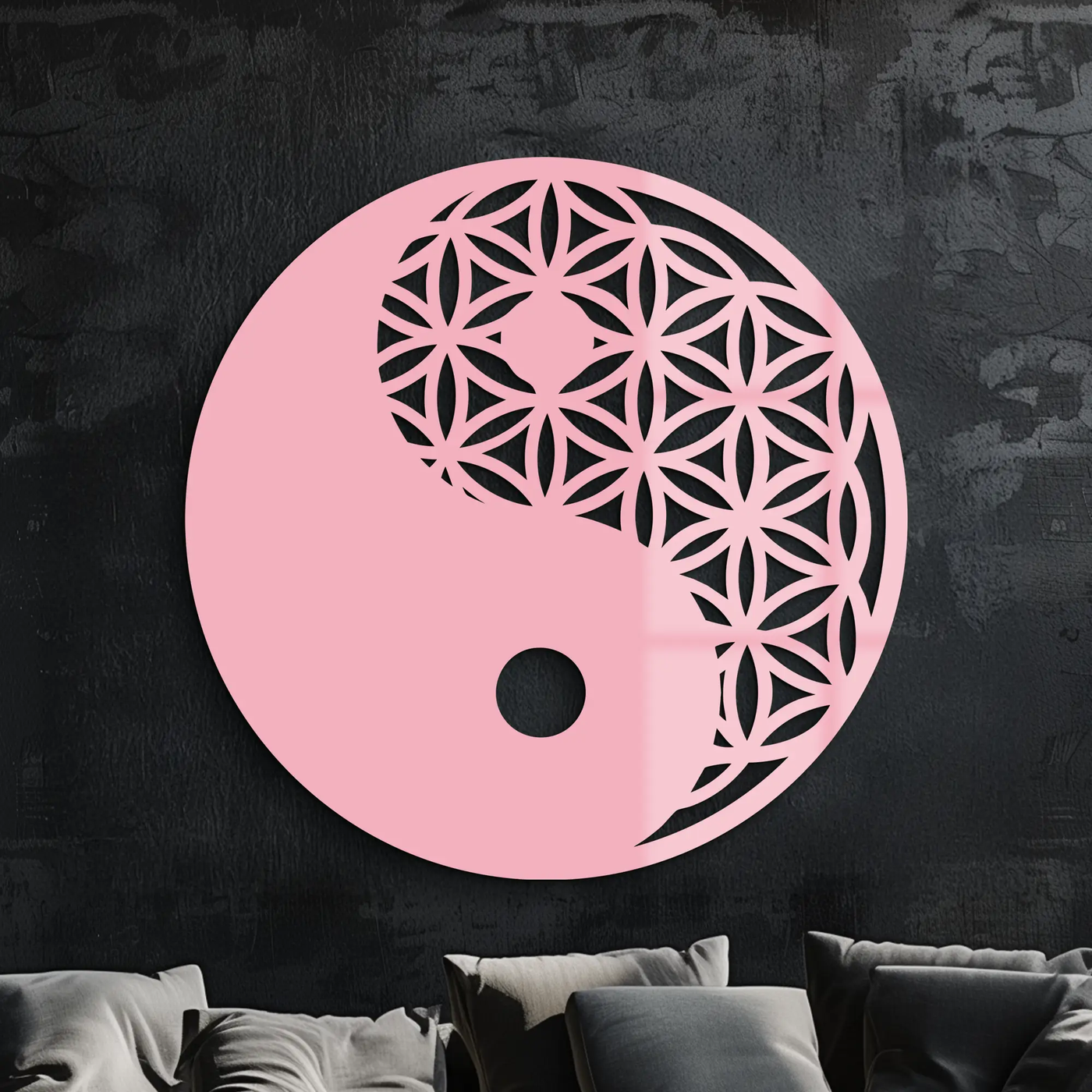 Lotus Mandala Silhouette Metal Wall Art – Sacred Geometry Design - KAFGP056 by Enova Art
