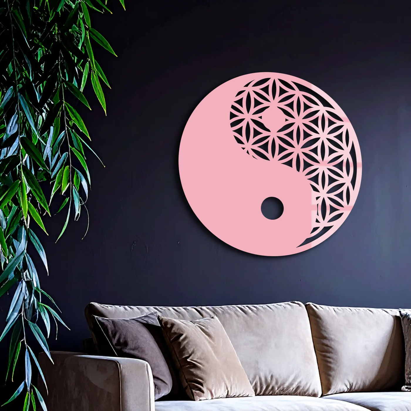 Lotus Mandala Silhouette Metal Wall Art – Sacred Geometry Design - KAFGP056 by Enova Art