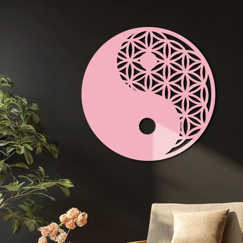 Lotus Mandala Silhouette Metal Wall Art – Sacred Geometry Design - KAFGP056 by Enova Art
