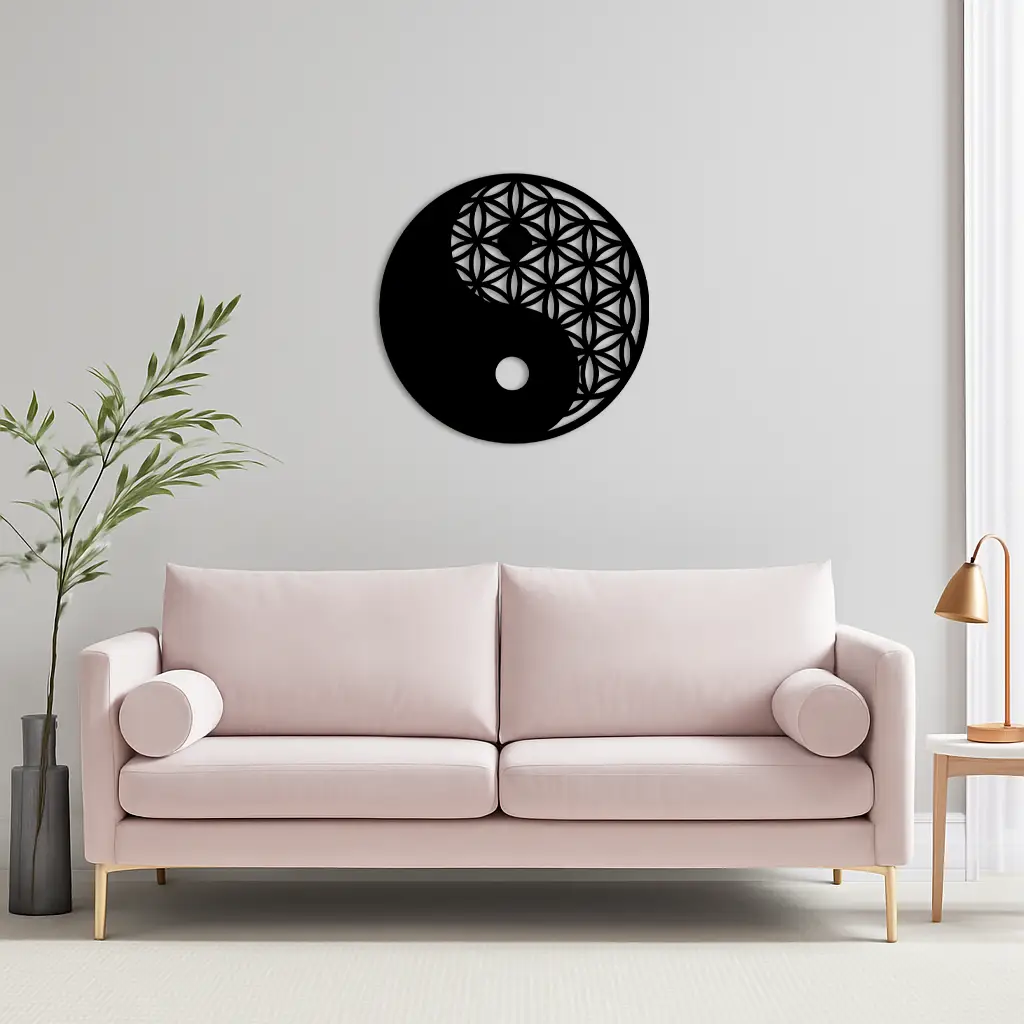 Lotus Mandala Silhouette Metal Wall Art – Sacred Geometry Design - KAFGP056 by Enova Art