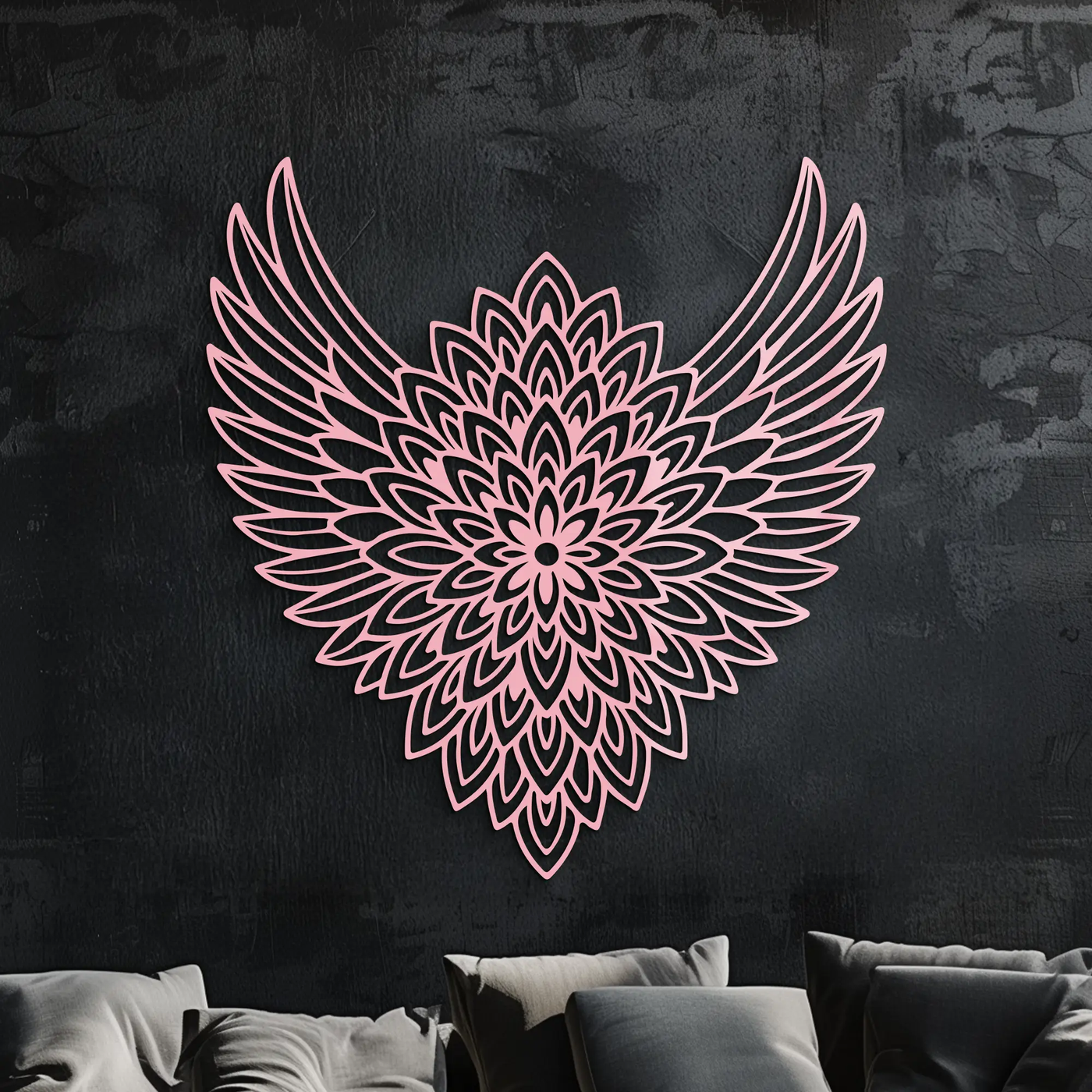 Winged Mandala Metal Wall Art – Sacred Geometry Design - KAFGP057 by Enova Art