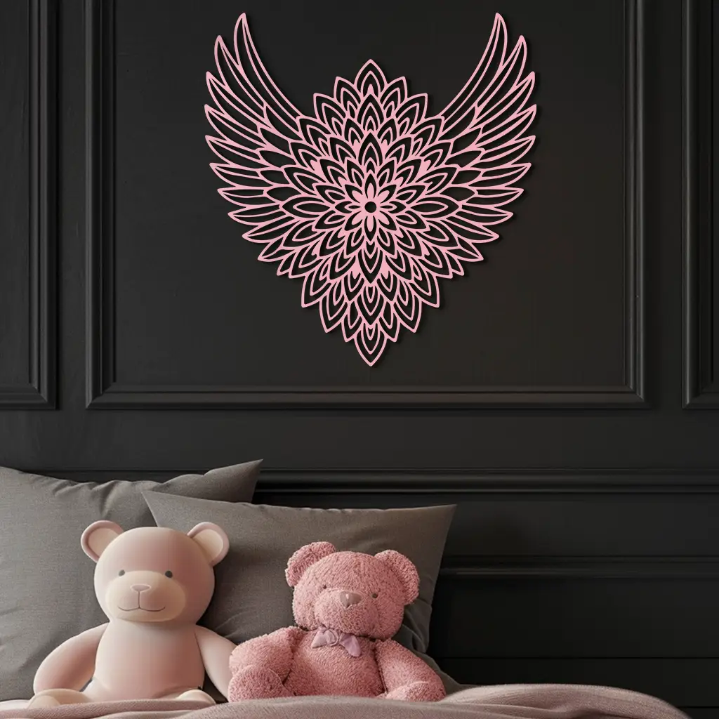 Winged Mandala Metal Wall Art – Sacred Geometry Design - KAFGP057 by Enova Art