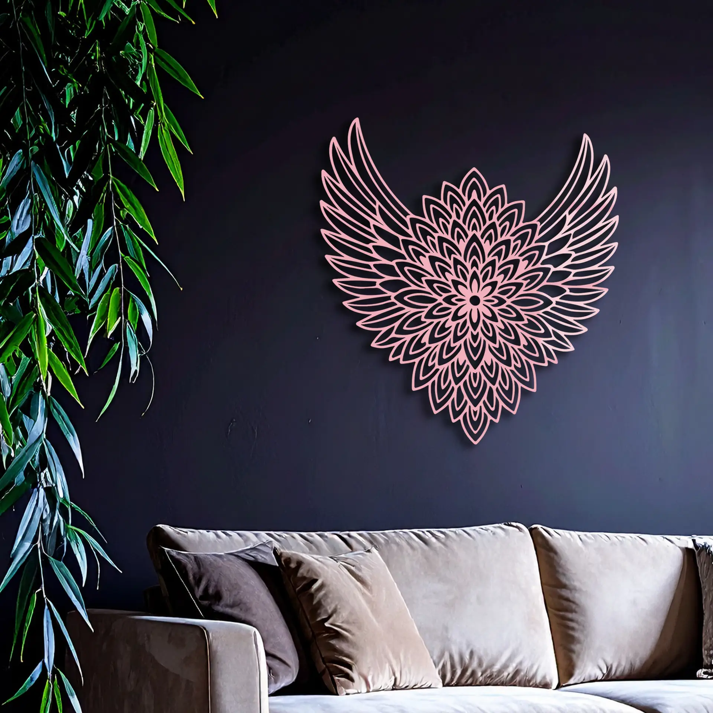 Winged Mandala Metal Wall Art – Sacred Geometry Design - KAFGP057 by Enova Art