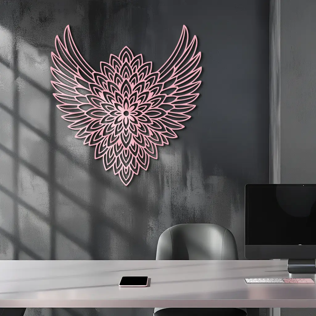 Winged Mandala Metal Wall Art – Sacred Geometry Design - KAFGP057 by Enova Art