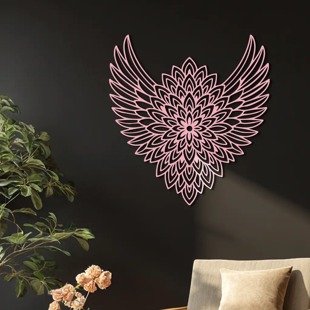 Winged Mandala Metal Wall Art – Sacred Geometry Design - KAFGP057 by Enova Art