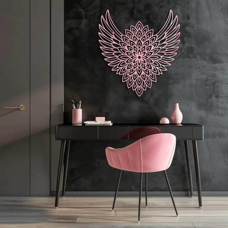 Winged Mandala Metal Wall Art – Sacred Geometry Design - KAFGP057 by Enova Art