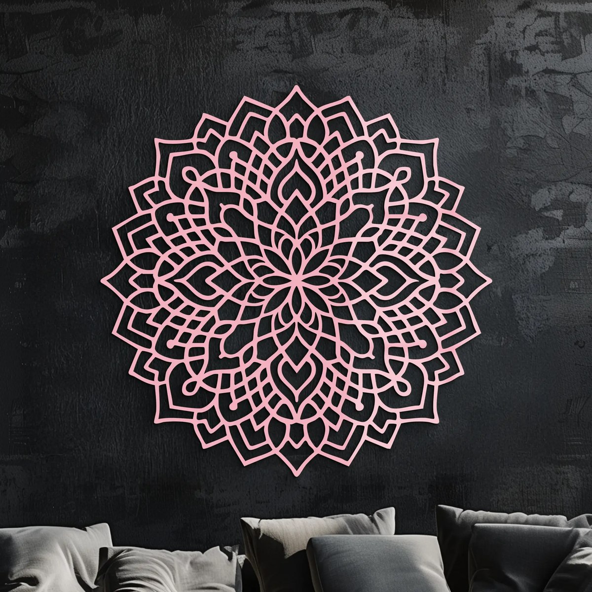 Mandala Silhouette Metal Wall Art – Intricate Sacred Geometry Design - KAFGP058 by Enova Art