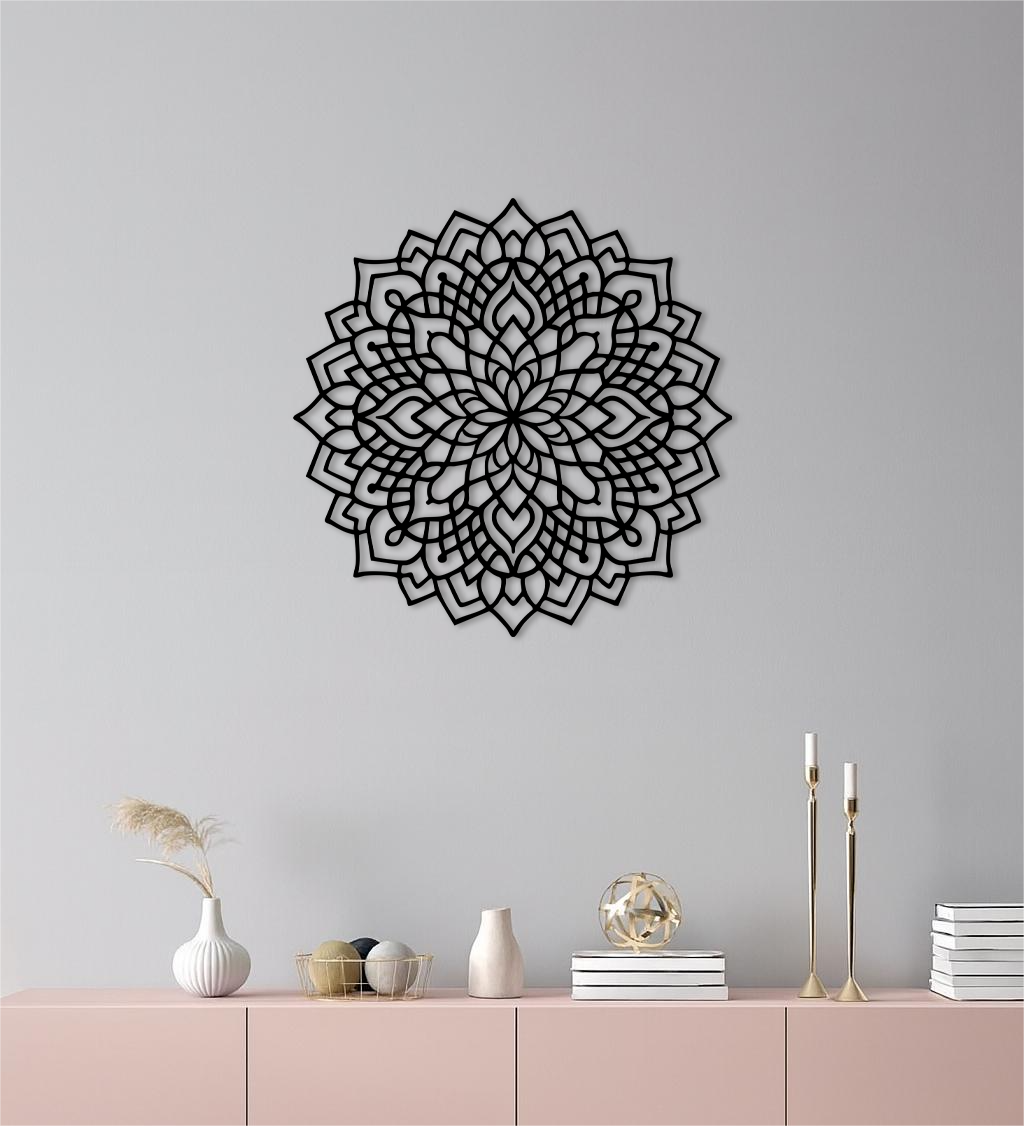 Mandala Silhouette Metal Wall Art – Intricate Sacred Geometry Design - KAFGP058 by Enova Art