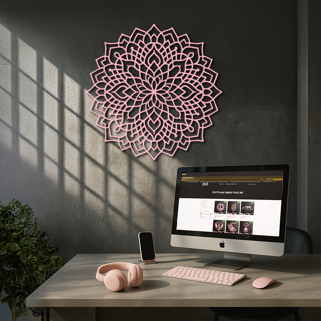 Mandala Silhouette Metal Wall Art – Intricate Sacred Geometry Design - KAFGP058 by Enova Art