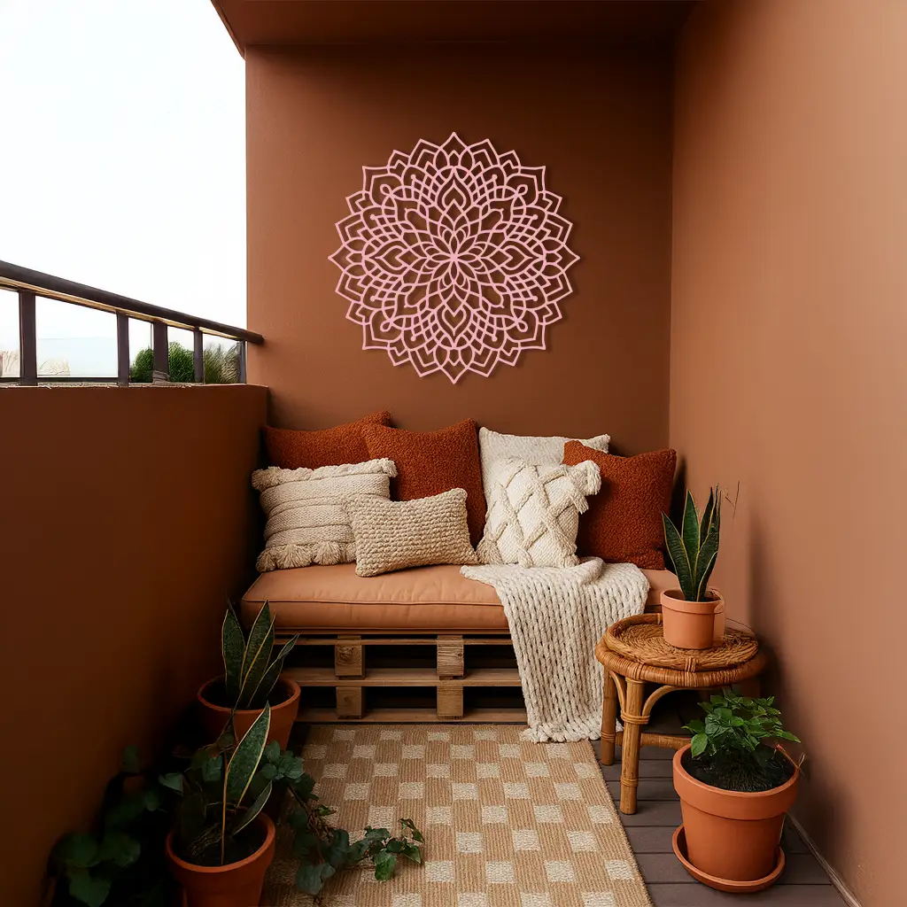 Mandala Silhouette Metal Wall Art – Intricate Sacred Geometry Design - KAFGP058 by Enova Art