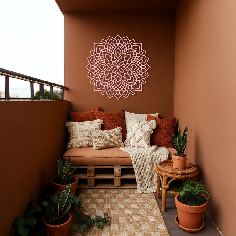 Mandala Silhouette Metal Wall Art – Intricate Sacred Geometry Design - KAFGP058 by Enova Art