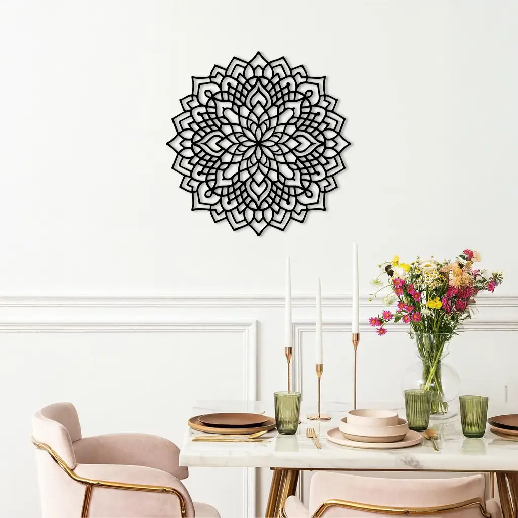 Mandala Silhouette Metal Wall Art – Intricate Sacred Geometry Design - KAFGP058 by Enova Art