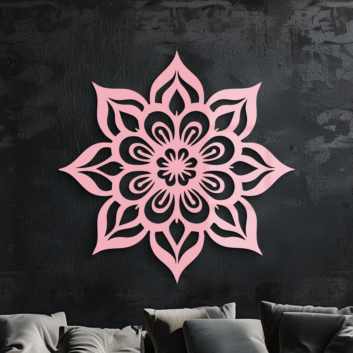 Lotus Mandala Metal Wall Art – Floral Geometric Silhouette - KAFGP059 by Enova Art