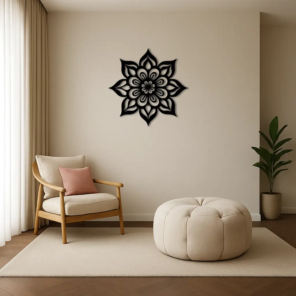 Lotus Mandala Metal Wall Art – Floral Geometric Silhouette - KAFGP059 by Enova Art