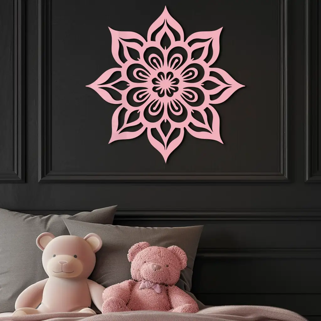 Lotus Mandala Metal Wall Art – Floral Geometric Silhouette - KAFGP059 by Enova Art