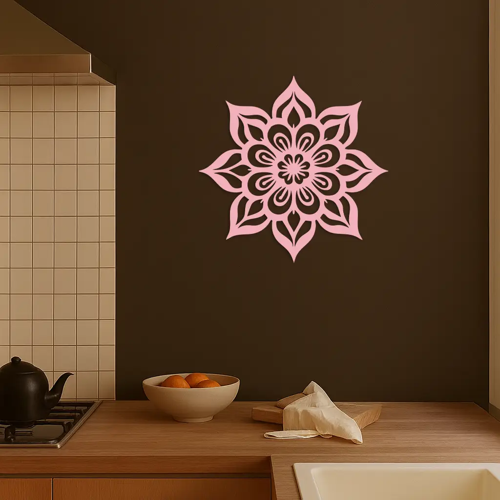 Lotus Mandala Metal Wall Art – Floral Geometric Silhouette - KAFGP059 by Enova Art