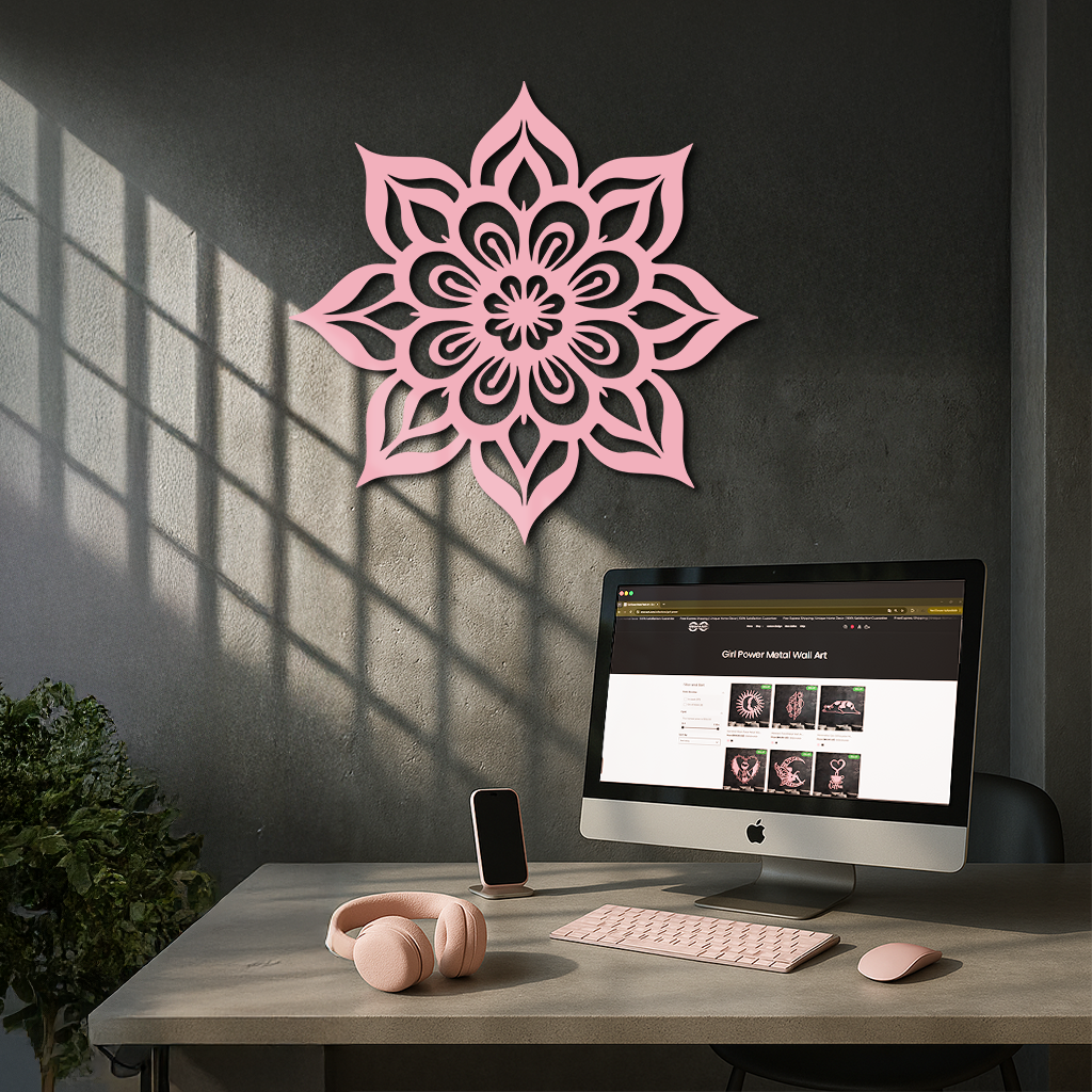 Lotus Mandala Metal Wall Art – Floral Geometric Silhouette - KAFGP059 by Enova Art