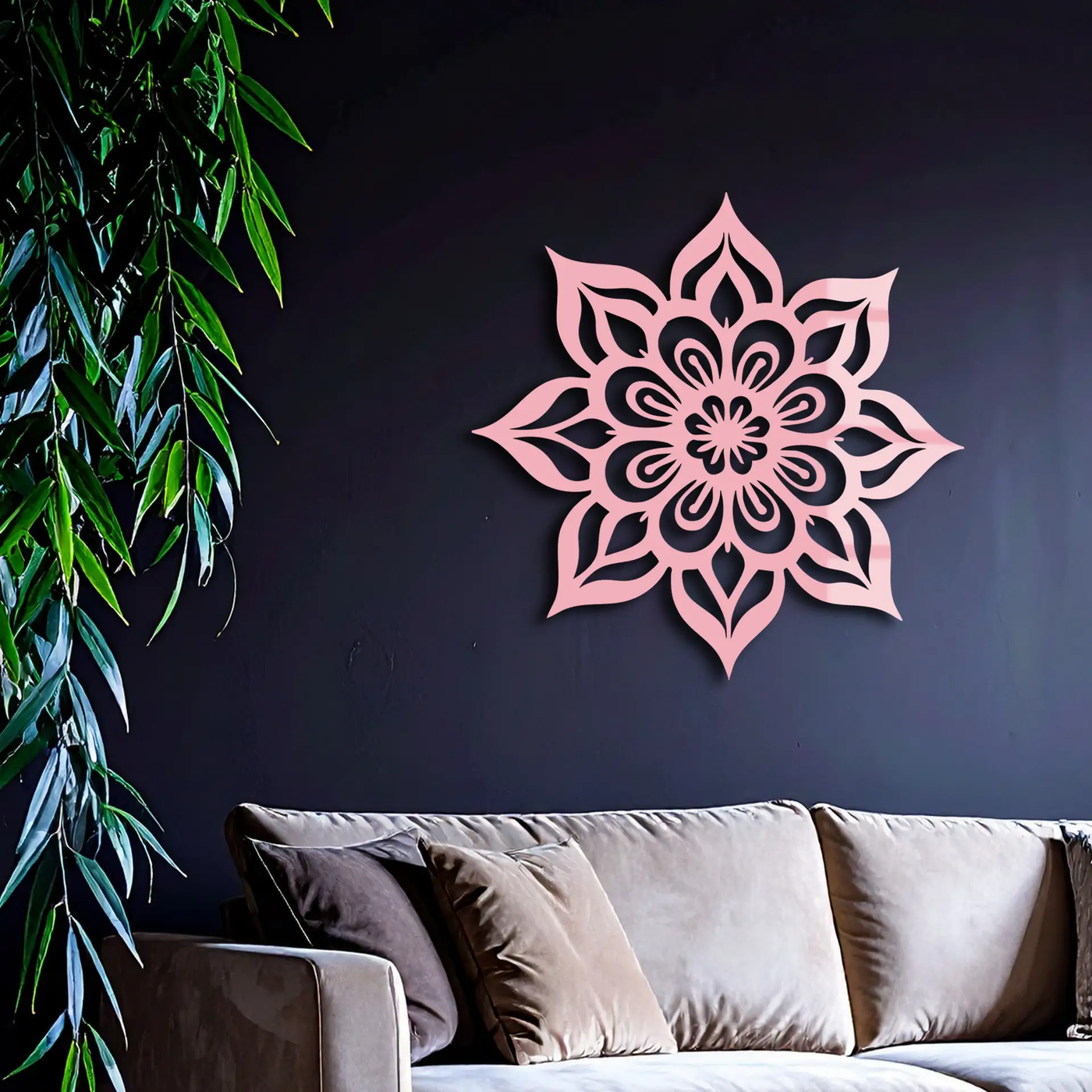 Lotus Mandala Metal Wall Art – Floral Geometric Silhouette - KAFGP059 by Enova Art