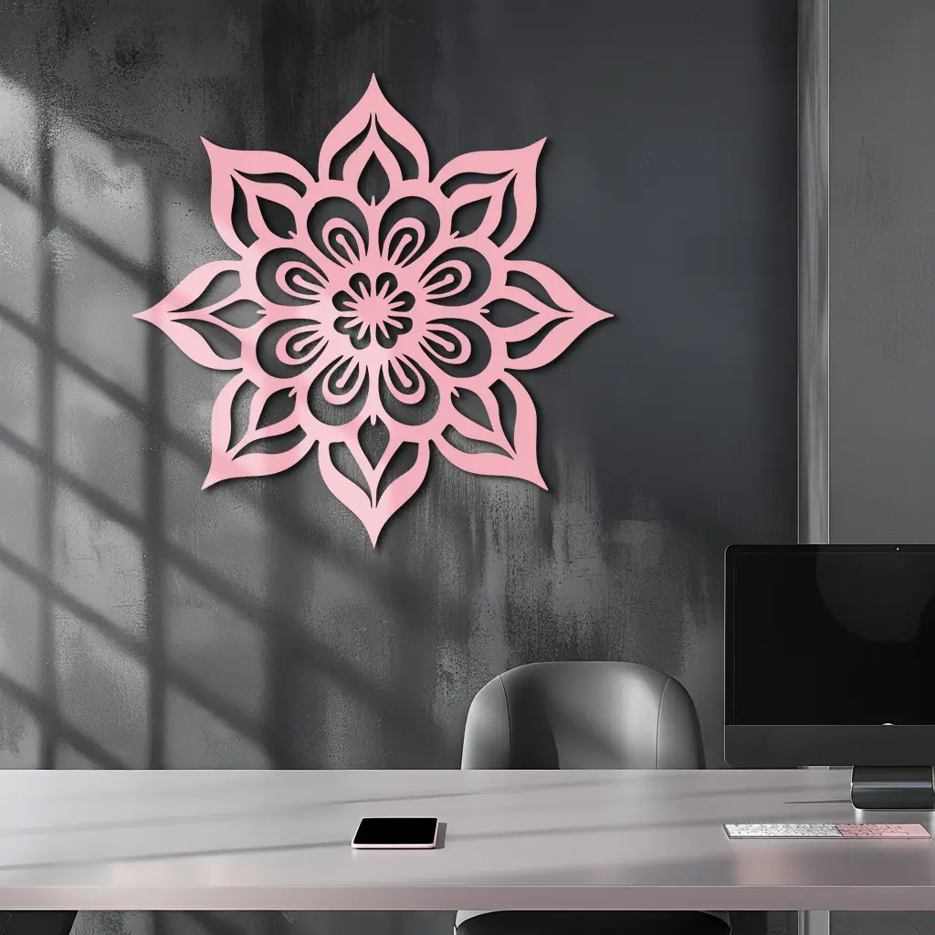 Lotus Mandala Metal Wall Art – Floral Geometric Silhouette - KAFGP059 by Enova Art