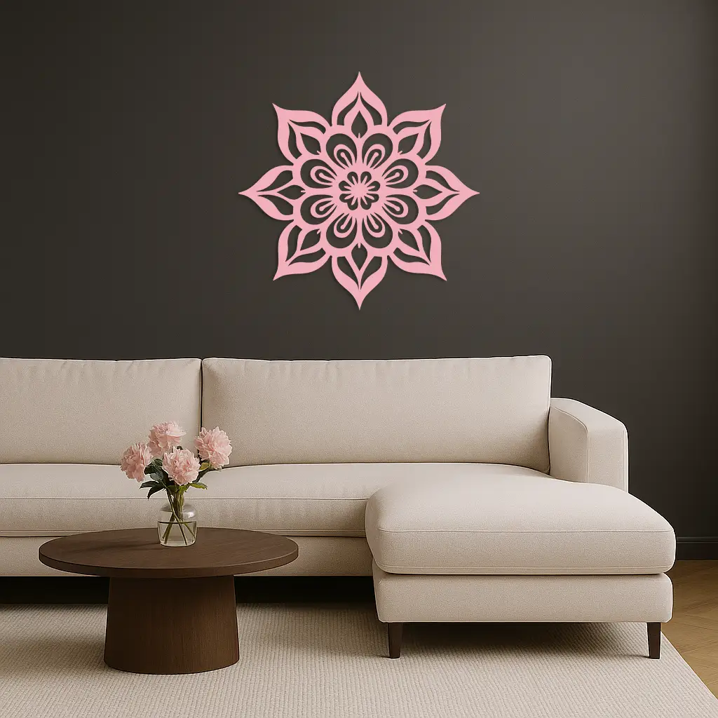 Lotus Mandala Metal Wall Art – Floral Geometric Silhouette - KAFGP059 by Enova Art