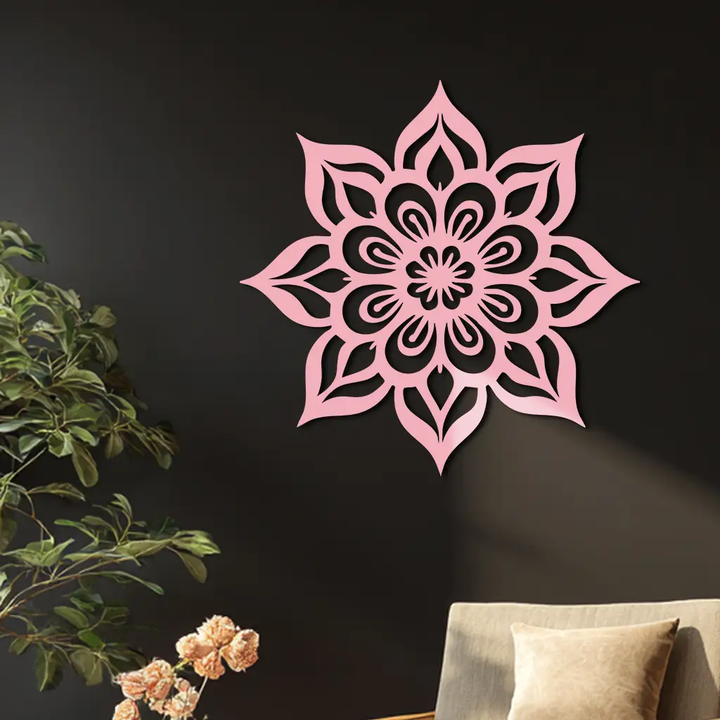 Lotus Mandala Metal Wall Art – Floral Geometric Silhouette - KAFGP059 by Enova Art