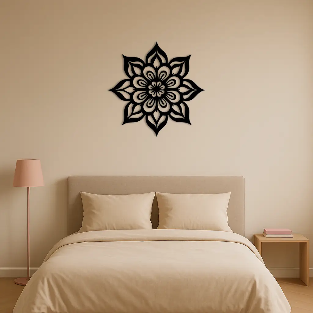 Lotus Mandala Metal Wall Art – Floral Geometric Silhouette - KAFGP059 by Enova Art