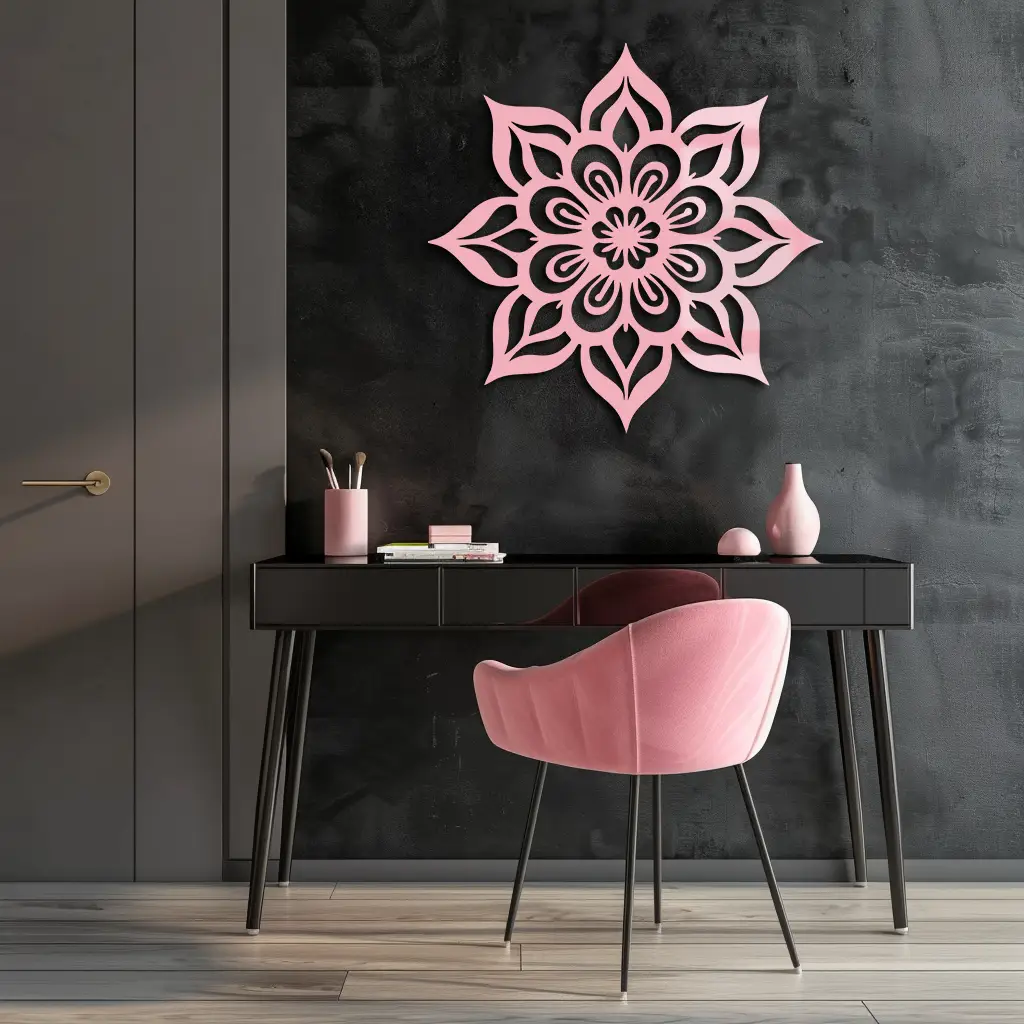 Lotus Mandala Metal Wall Art – Floral Geometric Silhouette - KAFGP059 by Enova Art