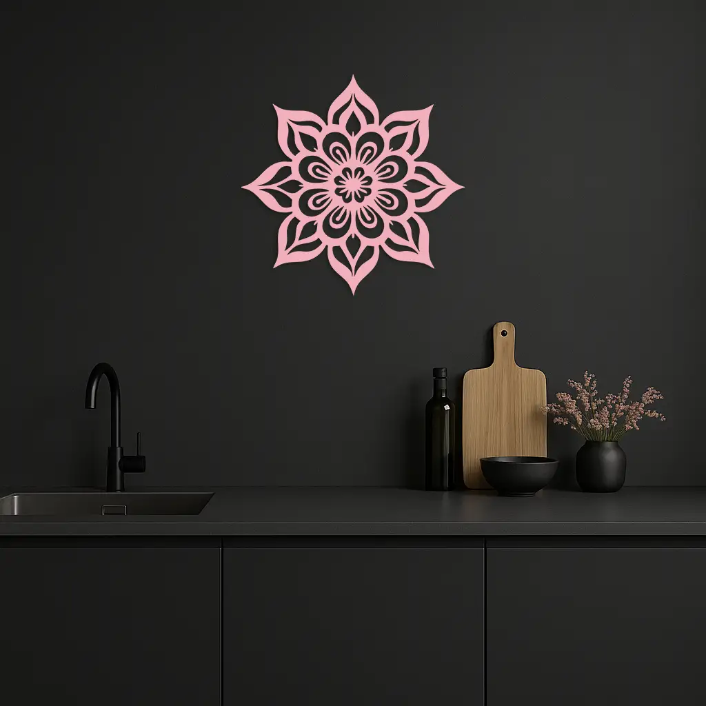 Lotus Mandala Metal Wall Art – Floral Geometric Silhouette - KAFGP059 by Enova Art
